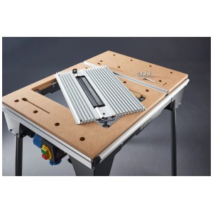 Tavolo per macchina Wolfcraft Master cut 2200, un banco da lavoro con funzione di sega circolare e accessori.