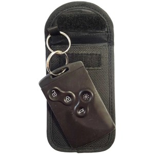 Custodia nera per chiavi auto RFID con chiave per la protezione contro il furto di dati.