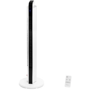Termoventilatore a torre Emerio bianco con telecomando, 2000 W, per riscaldamento elettrico.