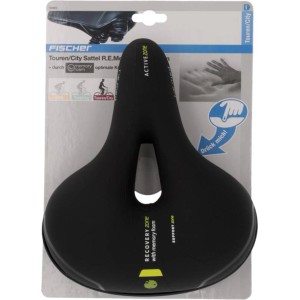 Sella da bici da turismo Fischer nera con memory foam per un elevato comfort.