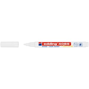 Marqueur craie blanc Edding 4085 avec capuchon amovible, largeur de trait 1-2 mm.