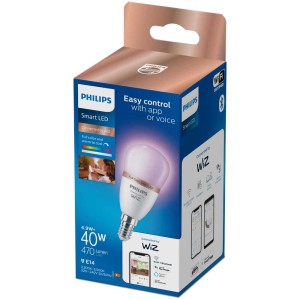 Lampadina LED Smart Philips E14, dimmerabile, con cambio colore e controllo WiZ.