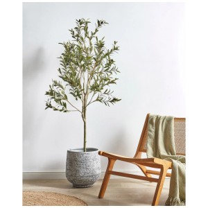 Beliani pianta artificiale di olivo, altezza 153 cm, in vaso grigio. Pianta decorativa da interno.