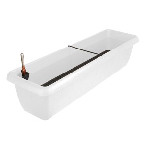 Jardinière blanche Aqua Andalucia avec système d'arrosage et indicateur de niveau d'eau.
