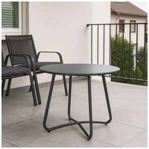 Greemotion tavolino Tim, nero, Ø 45 cm, tavolo da giardino per balcone e giardino.