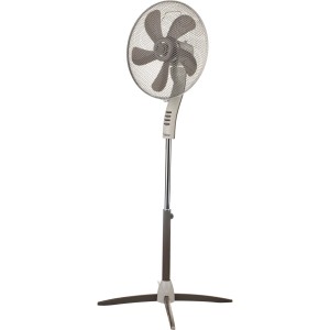 Bimar Standventilator INB-VP433 aus grauem Metall, 40 cm Rotor mit 5 Blättern, höhenverstellbar, stabilem Kreuzfuss.