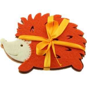 Set da 3 sottobicchieri in feltro colorati a forma di riccio, 8,5x12,5cm, come decorazione da tavola o sottobicchieri.
