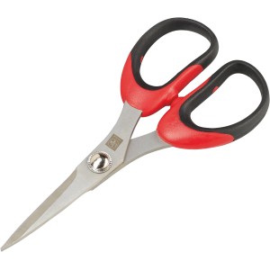 Forbici per hobby LUX 134 mm con manico rosso e nero, adatte per destrorsi e mancini.