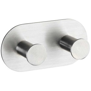 Wenko Cona Duo gancio a muro in acciaio inox opaco per bagno e cucina.