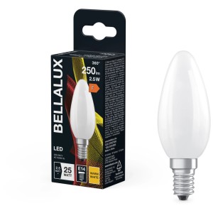 Bellalux LED-Leuchtmittel E14, Kerzenform, matt, warmweiß, 250 Lumen. Energiesparende LED Lampe.