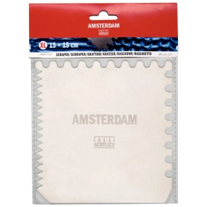 Spatola in metallo Amsterdam, 15x15 cm, con lati seghettati e lisci per accessori artistici.