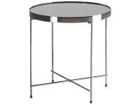 Beliani Table d'appoint Lucea verre de sécurité Noir Argent Ø 40 / hauteur 44 cm