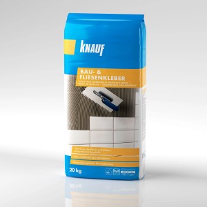 Knauf Bau- & Fliesenkleber Grigio, sacco da 20 kg, ideale per piastrelle in ceramica.