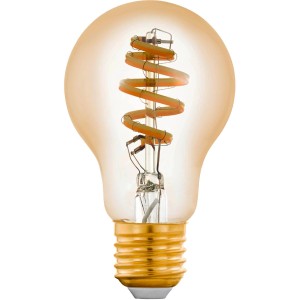 Lampadina LED A60 Filamento Tunable White E27 4.9W, vetro ambrato con LED a spirale.