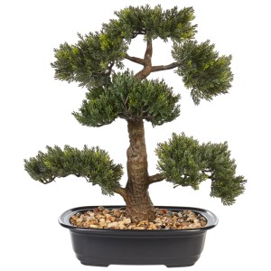 Beliani Kunstpflanze Pine, grüne Deko-Tanne im schwarzen Topf, 44cm hoch.