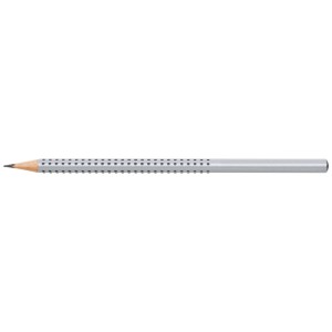 Silberner Faber-Castell Grip 2001 Bleistift, Härtegrad HB, mit Noppen.