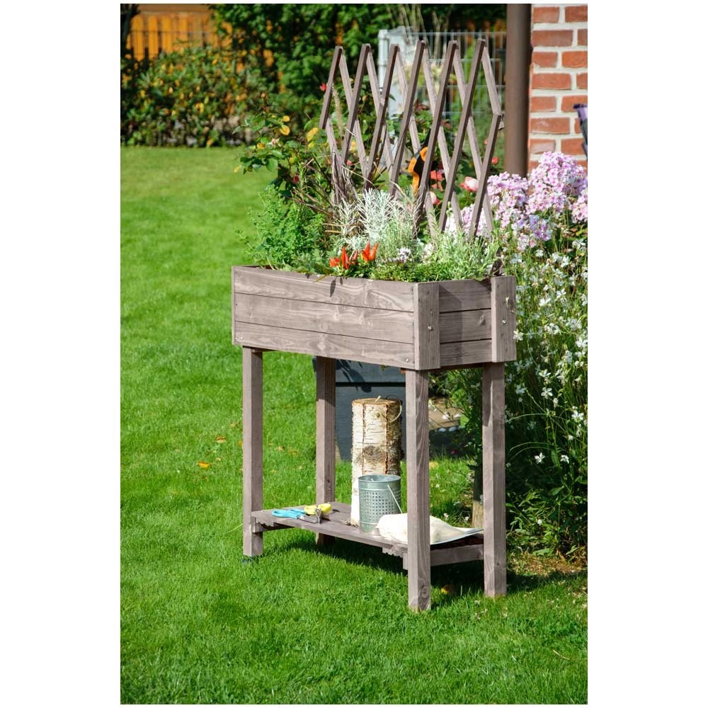 Hochbeet mit Rankgitter Holz lasiert (HxBxT) 130 x 78 x 28,5 cm kaufen