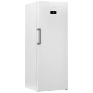 Congélateur armoire Beko blanc 404 l avec poignée grise et affichage numérique. Système No-Frost.
