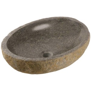 Vasque à poser ovale Riverstone, pierre naturelle, 15x50x40 cm, unique pour votre salle de bain.