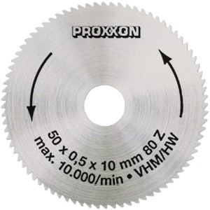 Lame de scie circulaire Proxxon en carbure, 50 mm, 80 dents pour outils miniatures.