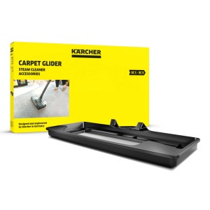 Glisseur Kärcher noir pour tapis avec emballage jaune. Accessoire pour buse EasyFix et nettoyeur vapeur.