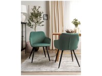 Beliani Chaise de salle à manger Casmalia tissu en velours Vert 2 pcs
