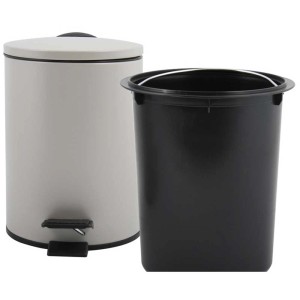 Spirella Adelar pattumiera bagno, acciaio inox opaco tortora, 5 l con secchio interno.