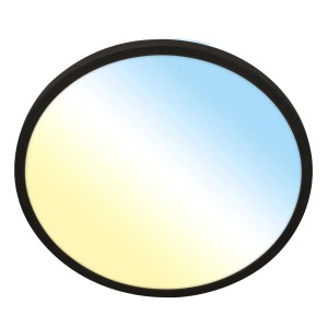 Plafonnier LED Briloner Kada noir et rond avec température de couleur réglable.