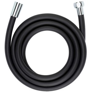 Flexible de douche Wenko, noir mat, 175 cm, avec raccords chromés.