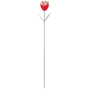 Roter Gartenstecker Tulpe aus Eisen, Ø 8 cm, Gartendekoration.