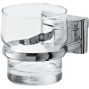 Porte-verre Diaqua Chic 96 : Support mural chromé avec verre pour accessoires de salle de bain.