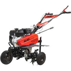 Motobineuse thermique Al-Ko MH 770 Comfort avec éléments rouges et fraises noires.