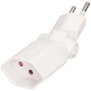 Adaptateur Clip-Clap blanc type 13 avec sécurité enfant, pliable et rotatif.