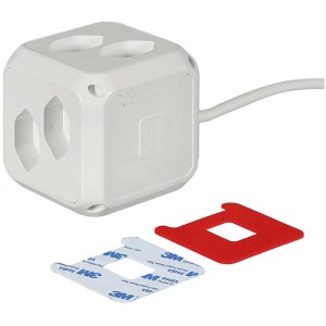 Ciabatta a cubo Steffen, 8x T13, 1x USB-C, bianca, con materiale di fissaggio.