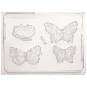 Moule de moulage papillon pour accessoires de modelage, avec quatre motifs de papillons différents.
