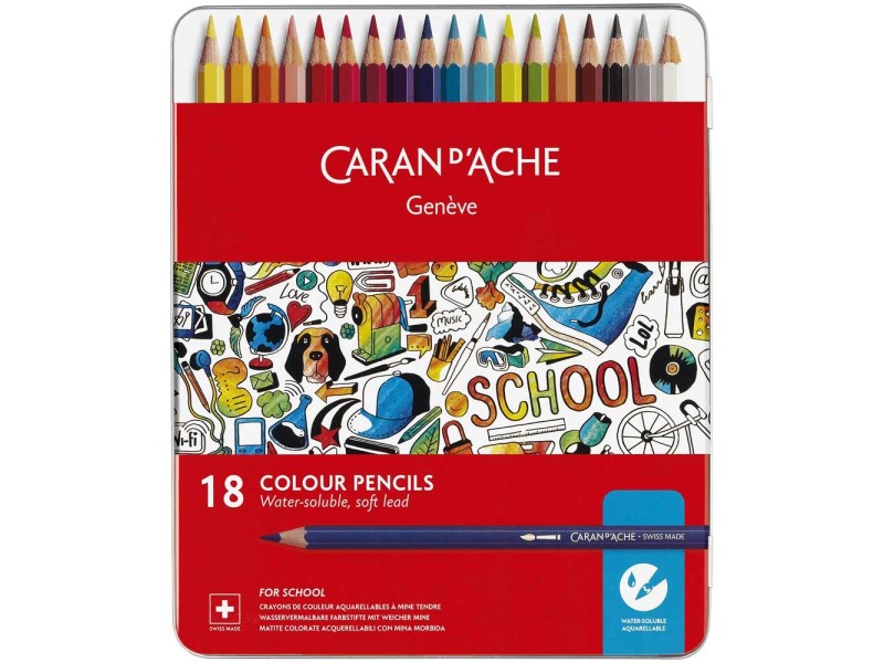 Scatola di matite colorate metallo con 18 matite