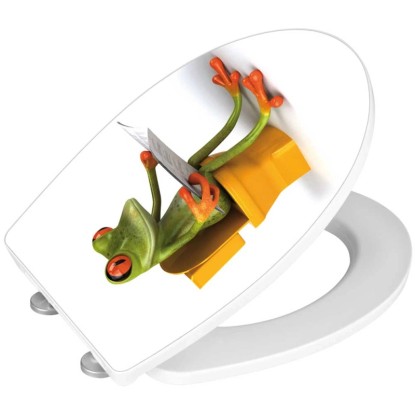 Wenko Sedile WC Frog News con Easy-Close Duroplast / acrilico brillante