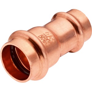 Manicotto di riduzione a pressare in rame, 22 mm x 18 mm, per riscaldamento e idraulica.