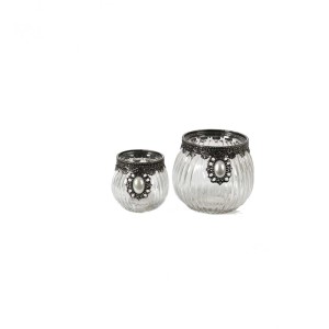 Photophore Arian antique, hauteur 11,5 cm, avec perle, pour une ambiance chaleureuse.