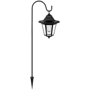 Lanterne solaire LED Eglo noire avec piquet pour jardin.