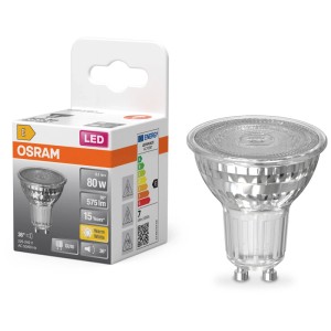 Osram LED Réflecteur PAR16 GU10, 6,1W, blanc chaud, design en verre pour éclairage spot.
