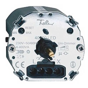 Variateur rotatif universel LED Feller EdizioDue, 4-200W, vue détaillée de l'arrière.