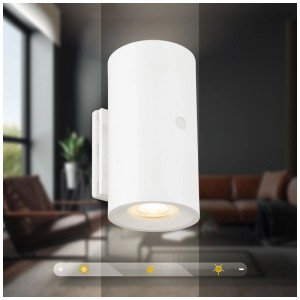 Applique murale sans fil blanche Briloner Misy avec lumière blanc chaud et variateur tactile. Lampe murale sans fil pour intérieur.