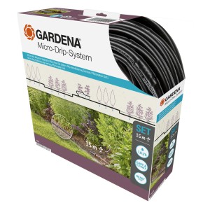 Kit de démarrage Gardena Micro-Drip-System Rangées de plantes S en carton, pour l'arrosage des rangées de plantes.