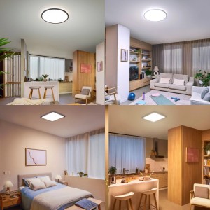 Plafonnier LED Philips Valen blanc, dimmable, avec télécommande, dans le salon, la chambre et la cuisine.