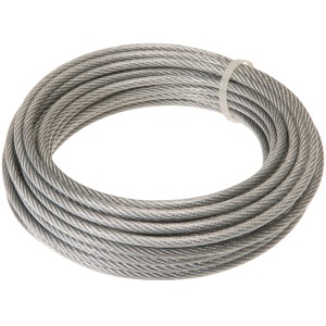 Câble en acier Conacord, galvanisé et revêtu de PVC, 3/4 mm x 10 m sur bobine.
