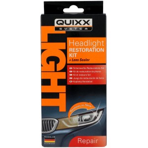 Quixx Scheinwerfer-Restaurations-Set zur Autopflege: Entfernt Vergilbung und Kratzer für klare Scheinwerfer.