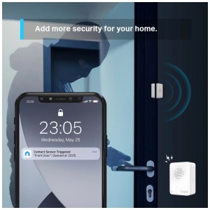 Capteur de contact Tapo T110 : Notification smartphone lors de l'ouverture de la porte, améliore la sécurité.