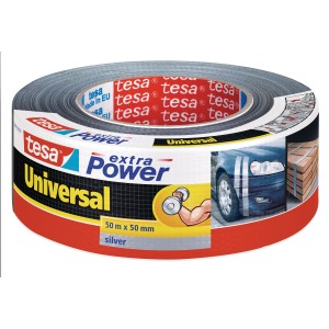 Ruban adhésif Tesa Extra Power Universal, argent, 50 m x 50 mm. Polyvalent pour réparer et fixer.