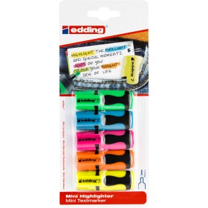 Set de 5 mini surligneurs Edding aux couleurs néon, idéal pour mettre en évidence du texte.